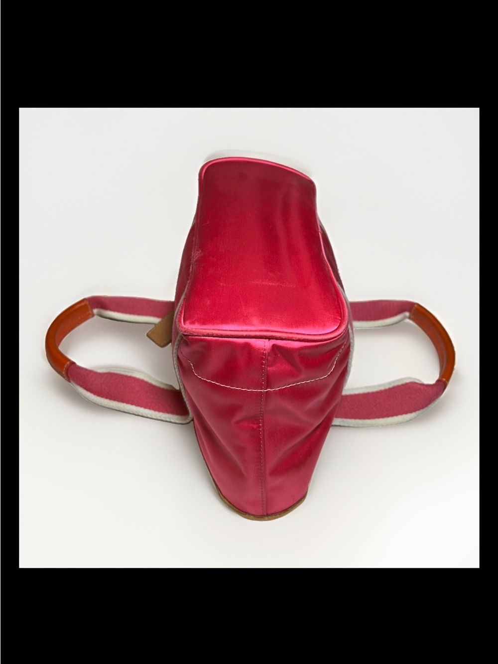 Coach Hamptons Mini Satin-Nylon Tote, Hot Pink/Orange Leather, 2004 Style: #1893 - Picture 7 of 10